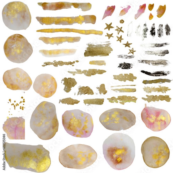 Obraz Freehand paint brush strokes. Various shapes. To create spectacular textures