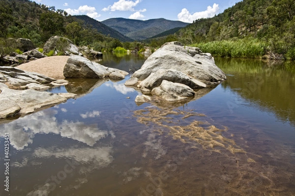 Fototapeta Landscape with rvwer Snowy in Mt Kosciuszko national park, New S