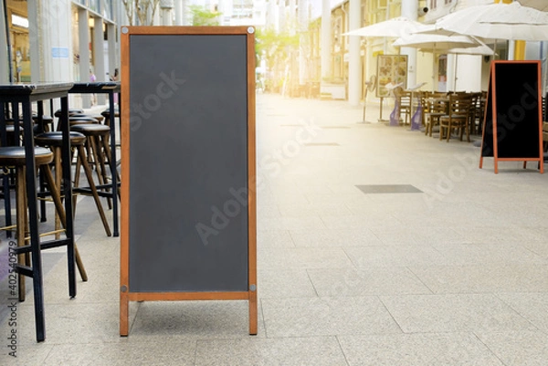 Fototapeta Special menu announcement board.  Chalkboard stand for menu restaurant and cafe welcome easel with copy space and clipping path.