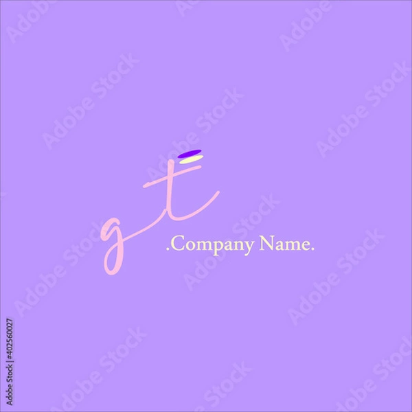 Fototapeta G T GT Initial handwriting or handwritten logo for identity
