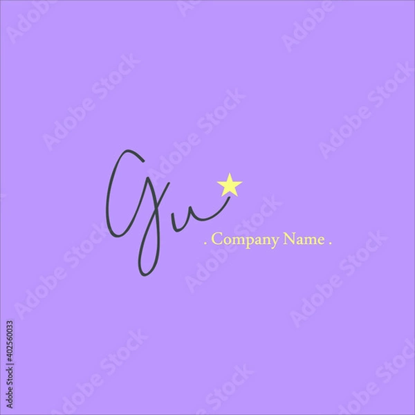 Fototapeta G U GU Initial handwriting or handwritten logo for identity