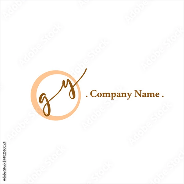 Fototapeta G Y GY Initial handwriting or handwritten logo for identity