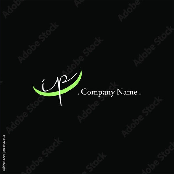 Fototapeta I P IP Initial handwriting or handwritten logo for identity