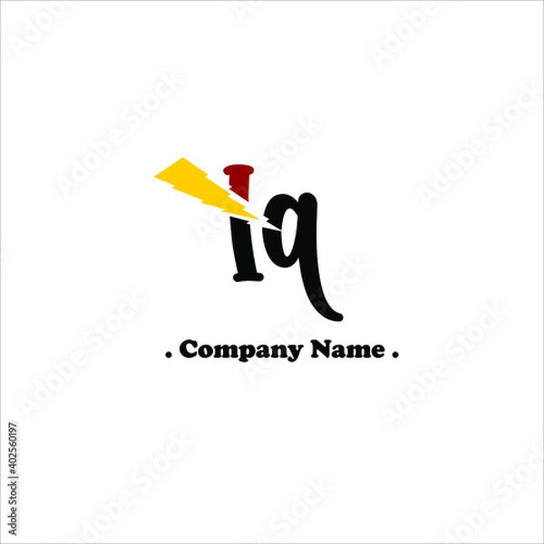 Fototapeta I Q IQ Initial handwriting or handwritten logo for identity