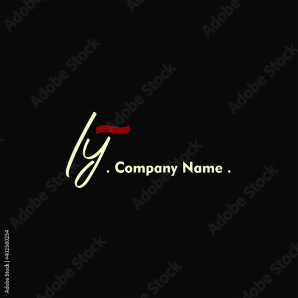 Fototapeta I Y IY Initial handwriting or handwritten logo for identity