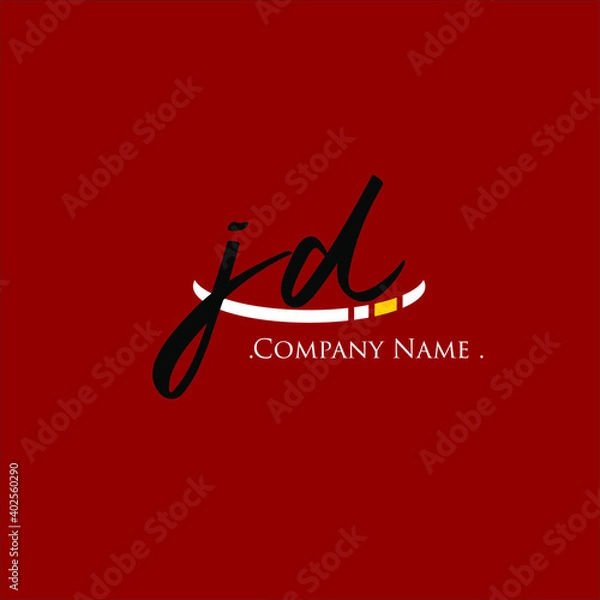Fototapeta J D JD Initial handwriting or handwritten logo for identity