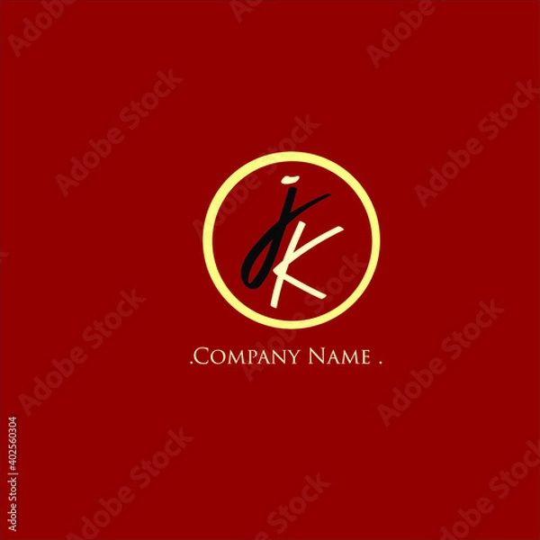 Fototapeta J K JK Initial handwriting or handwritten logo for identity