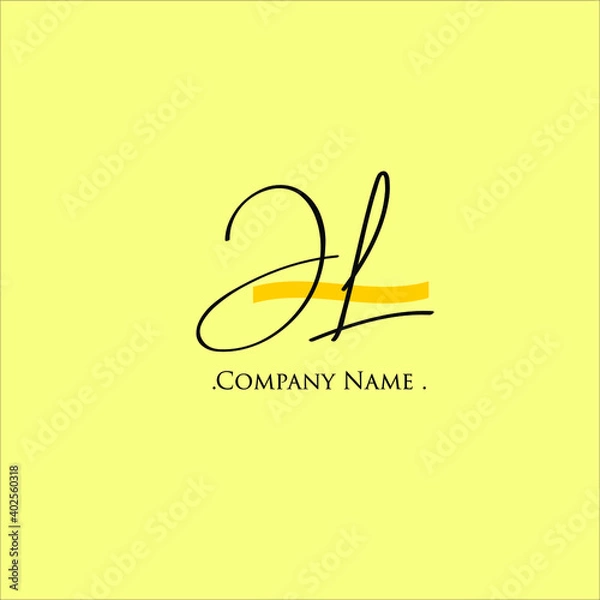 Fototapeta J L JL Initial handwriting or handwritten logo for identity