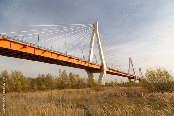 Fototapeta Murom Bridge is a cable-stayed bridge