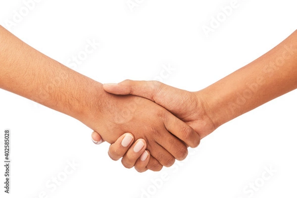 Obraz Firm handshake on white background