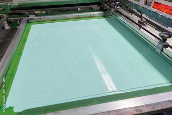 Fototapeta Large format Screen printing serigraphy screenprint studio workshop machine 