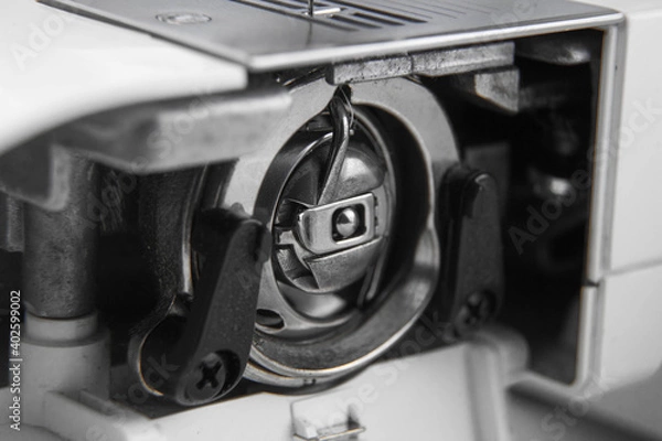 Obraz details of the sewing machine. working at home at a sewing machine.
