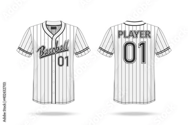 Obraz Specification Baseball T Shirt Mockup  isolated on white background , A sample design elements or text number on the shirt , blank for printing , vector illustration