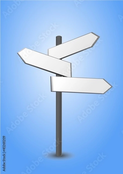 Fototapeta signpost, in three parts, indicates the direction