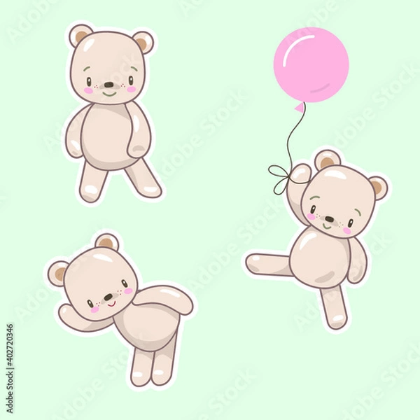Obraz cute cartoon little bear dancing and naughty