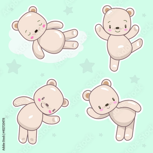 Obraz cute cartoon little bear dancing and naughty
