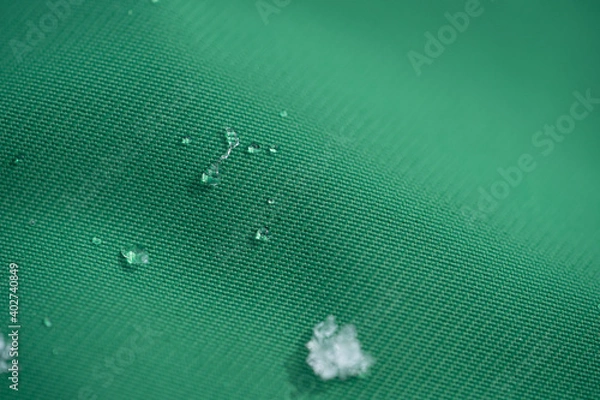 Fototapeta Textile textures with water drops and snow macro abstract