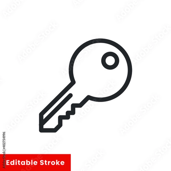 Fototapeta Key access line icon for web template and app. Editable stroke vector illustration design on white background. EPS 10