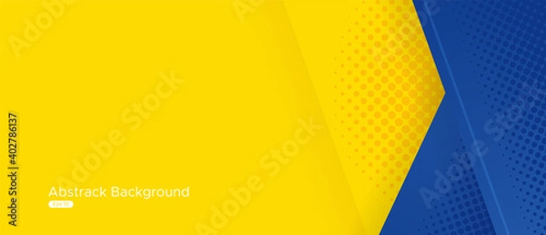 Fototapeta Abstract background modern hipster futuristic graphic. Dynamic background template with 3D text bubble. Yellow background with blue space for text. Ideal for banner cover  header page  web