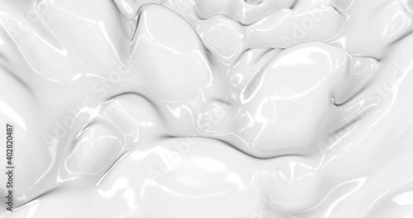 Fototapeta Liquid abstract white background. Smooth glossy texture 3D rendering . 3D illustration
