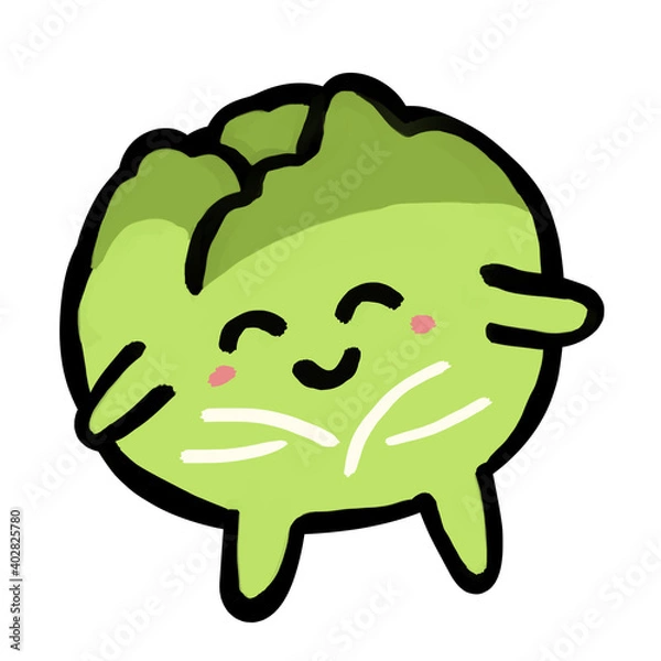 Obraz 野菜キャラクター　かわいい新鮮キャベツ　

