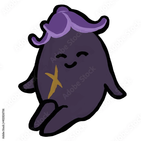 Obraz 野菜キャラクター　かわいい傷ついた茄子　わけあり　
