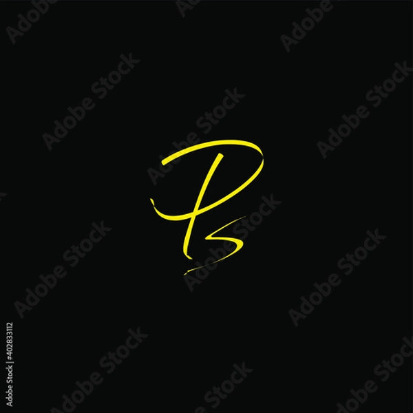 Fototapeta Ps initial handwriting black background