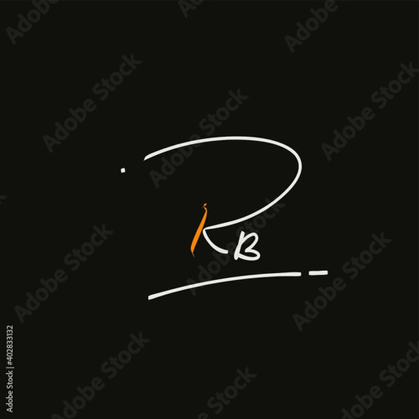 Fototapeta RB initial handwriting black background