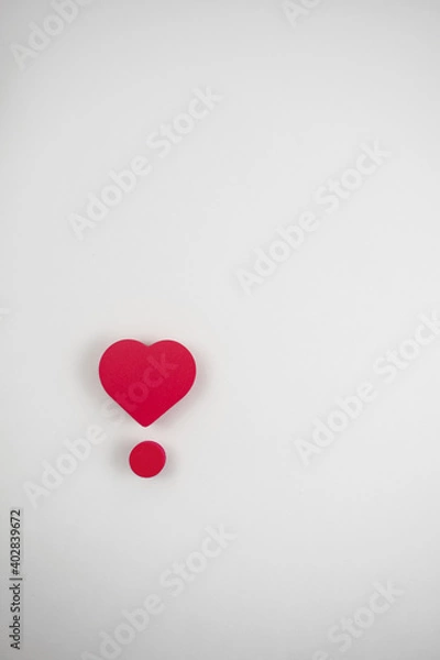 Obraz red exclamation mark made from heart on white background