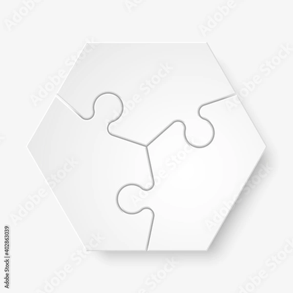 Obraz Three sided 3d puzzle presentation infographic template with explanatory text field for business statistics
