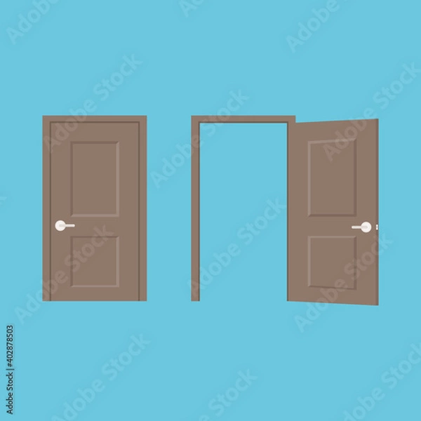 Obraz Open and closed doors. Vector illustration.