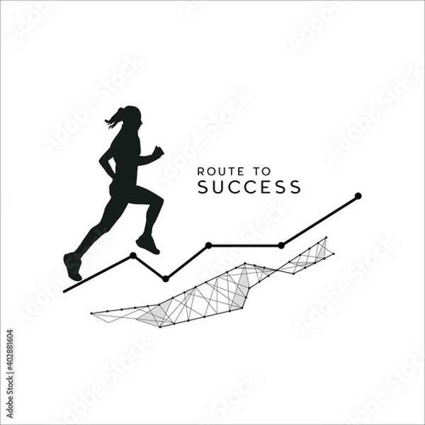 Fototapeta Silhouette business woman to growing graph design vector