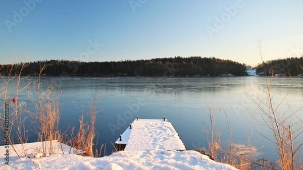 Obraz Winter fjord about to freeze