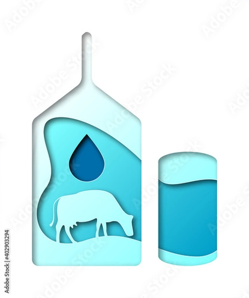 Obraz Vector milk in paper art style