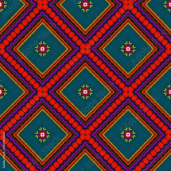 Obraz  Seamless pattern with symmetric geometric ornament. 