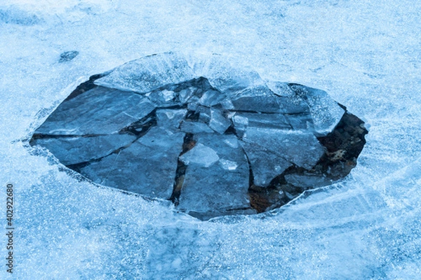 Obraz View of a hole in a frozen lake