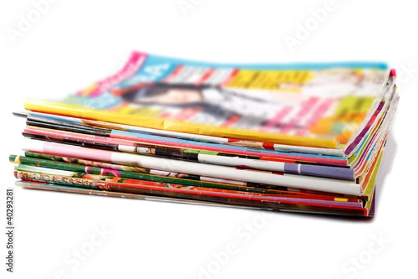 Obraz stos starych kolorowych magazynów