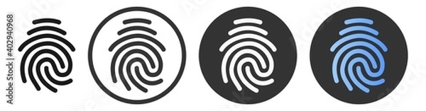 Obraz Fingerprint button vector icon. Phone lock security thumb set.