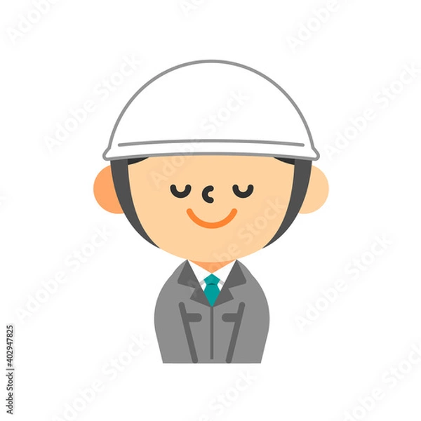 Fototapeta ヘルメットを被った作業服の男性　お辞儀