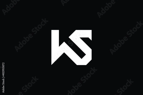 Fototapeta WS logo letter design on luxury background. SW logo monogram initials letter concept. WS icon logo design. SW elegant and Professional letter icon design on black background. W S SW WS