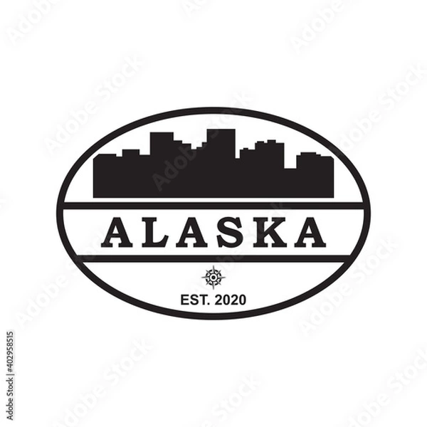 Fototapeta Alaska Skyline Silhouette Vector , Usa Skyscraper Logo
