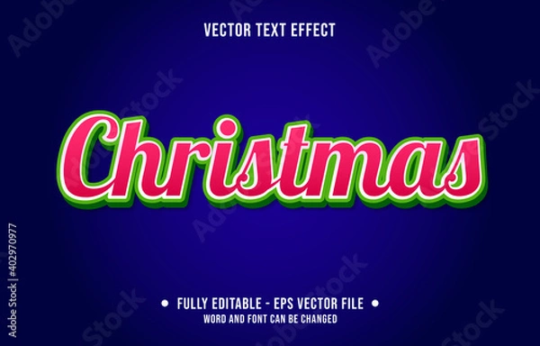 Fototapeta Editable text effect - merry christmas fun style with red and green color