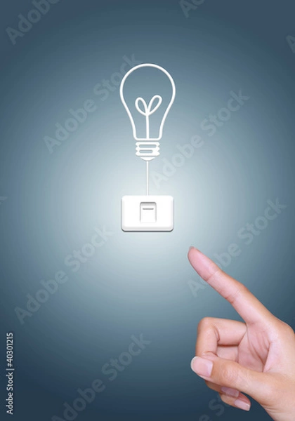 Obraz turn off light bulb button, energy saving concept