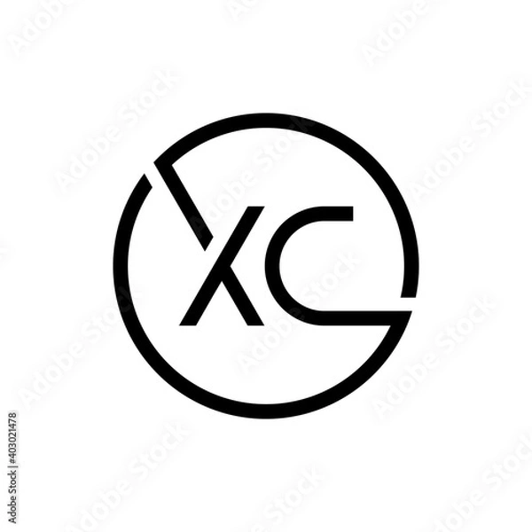 Fototapeta Creative Circle Letter XC Logo Design Vector Template. Initial Linked Letter XC Logo Design