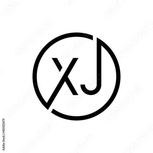 Fototapeta Creative Circle Letter XJ Logo Design Vector Template. Initial Linked Letter XJ Logo Design