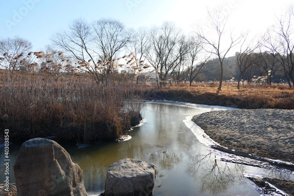 Obraz Winter View along the Jinju River in Korea