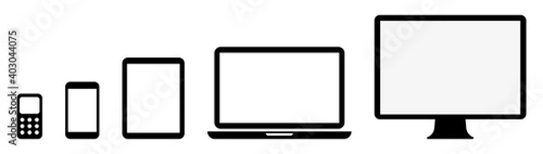 Fototapeta Device simple icons. Computer Laptop Smartphone Tablet Phone icon. Vector illustration