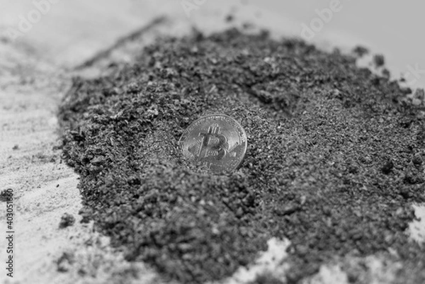 Obraz Bitcoin coin lies in ash