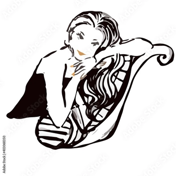 Obraz A  lady rolling up on a couch 