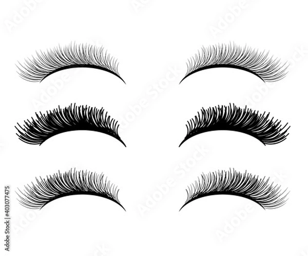 Fototapeta Long eyelashes on a white background. Vector illustration.